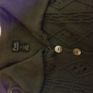 Sweater, handknit, olive green color, small/medium